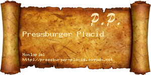 Pressburger Placid névjegykártya